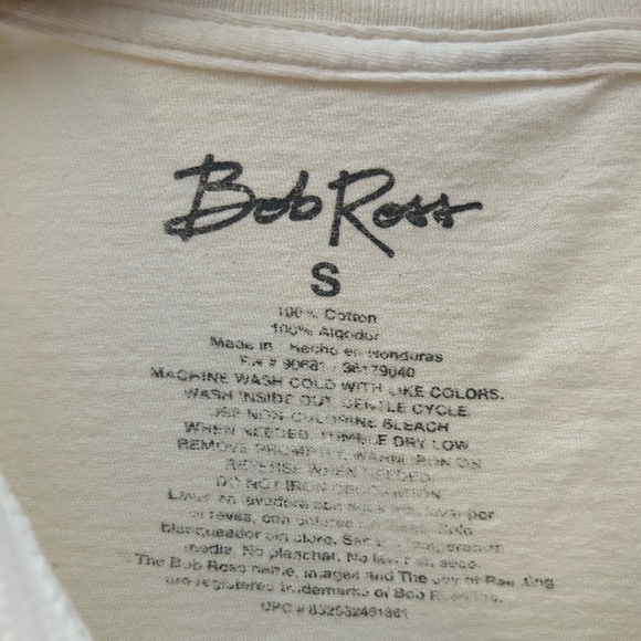 Bob Ross Good Vibes Only Rainbow Tie Dye Graphic Crop Tee S - Picture 3 of 4